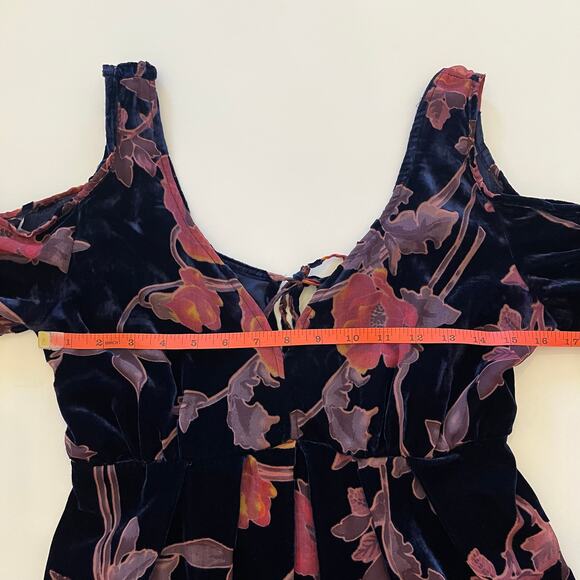Anama Velvet Burnout Babydoll Dress Small Mini Floral Whimsygoth Dark Romantic - Picture 12 of 16